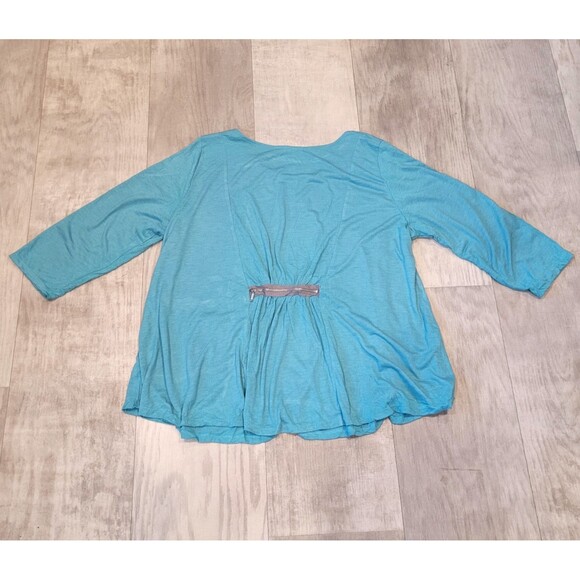 Chalet Et Ceci Teal Green Bamboo Blend Top Size Large Oversized Lagenlook USA - Picture 7 of 8